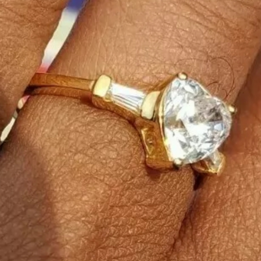 Swarovski Zirconia Heart Vermeil YG Over Sterling Silver